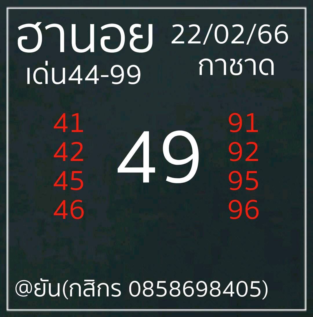 แนวทางหวยฮานอย 22/2/66 ชุดที่4