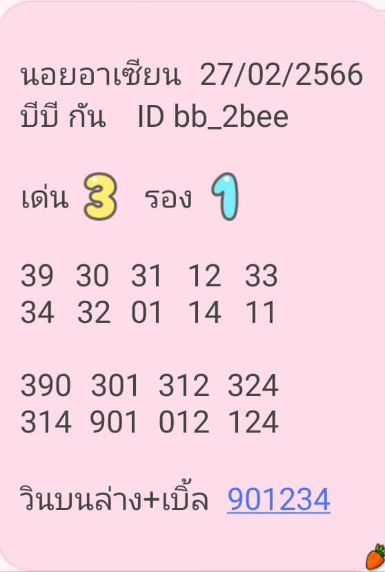 แนวทางหวยฮานอย 27/2/66 ชุดที่3
