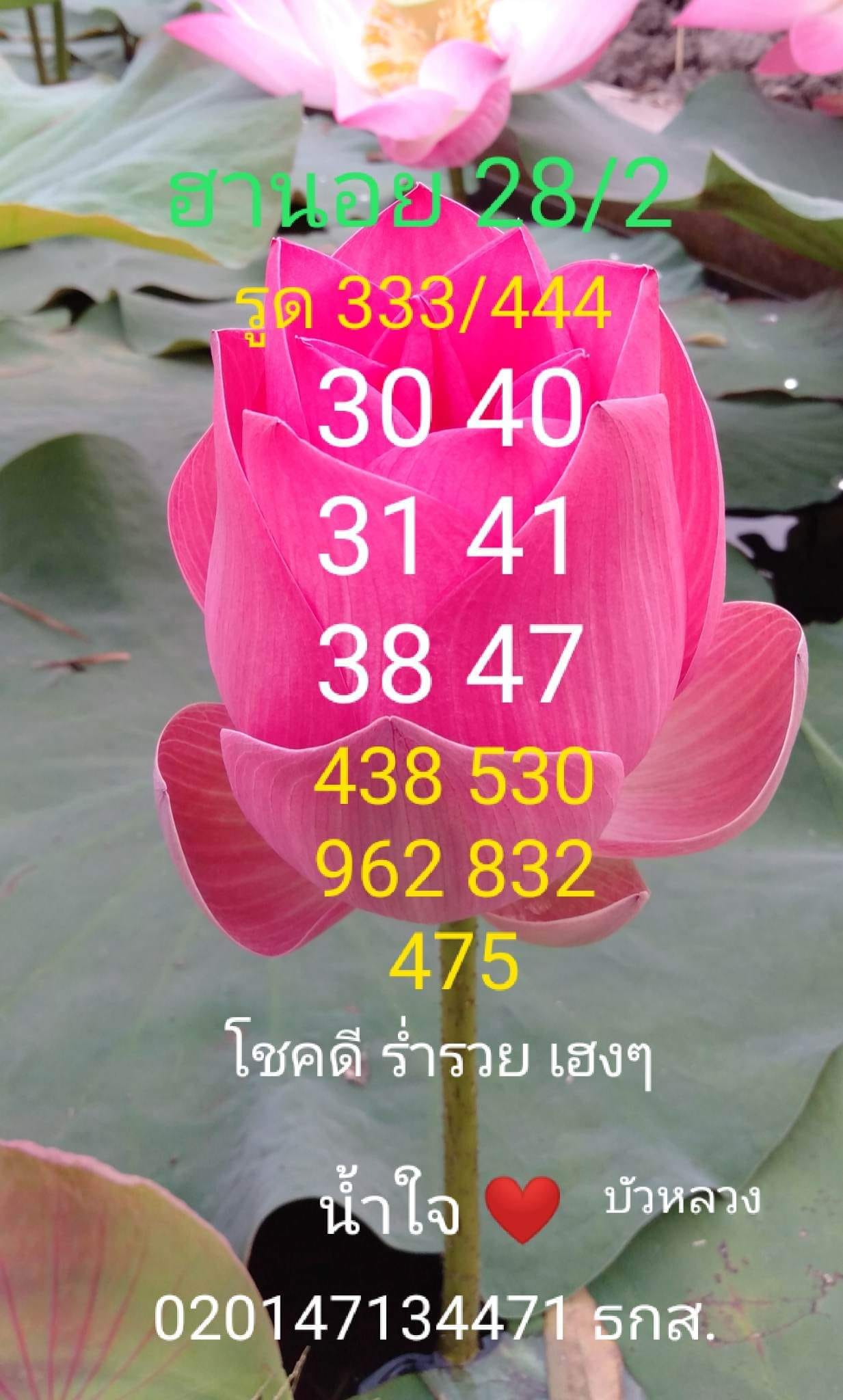 แนวทางหวยฮานอย 28/2/66 ชุดที่7