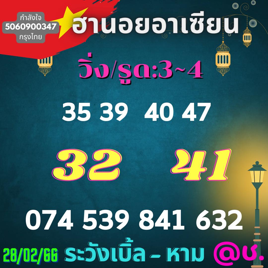 แนวทางหวยฮานอย 28/2/66 ชุดที่8