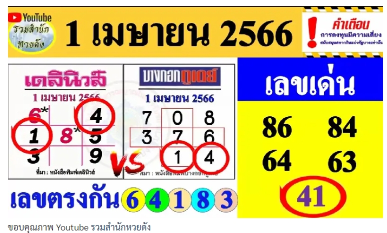 เลขรอง หวยเดลินิวส์ 1 4 66