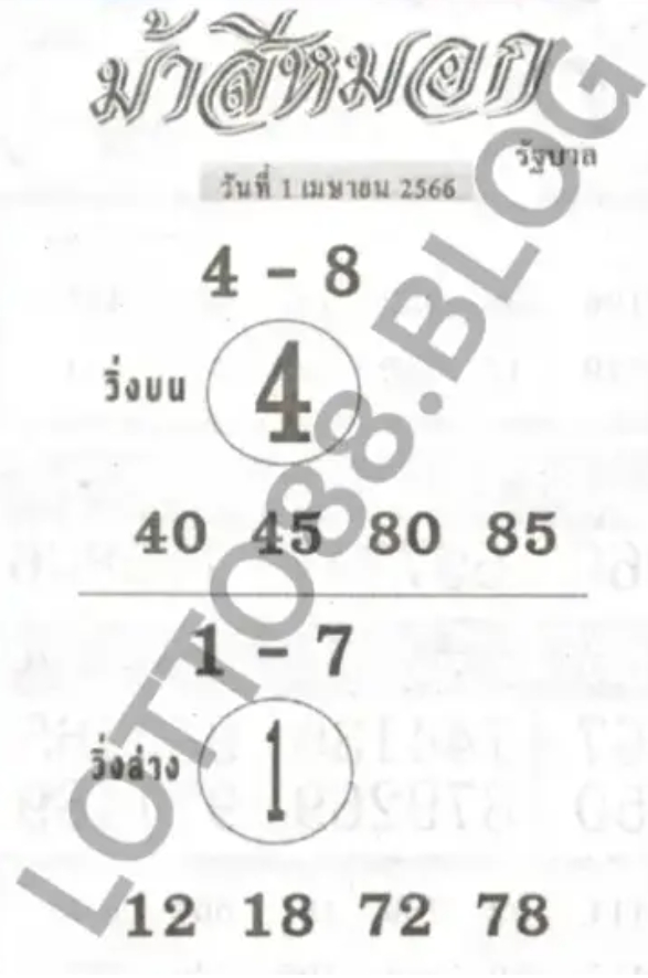 ส่องเลขเด็ดม้าสีหมอก 1 เมษายน 2566