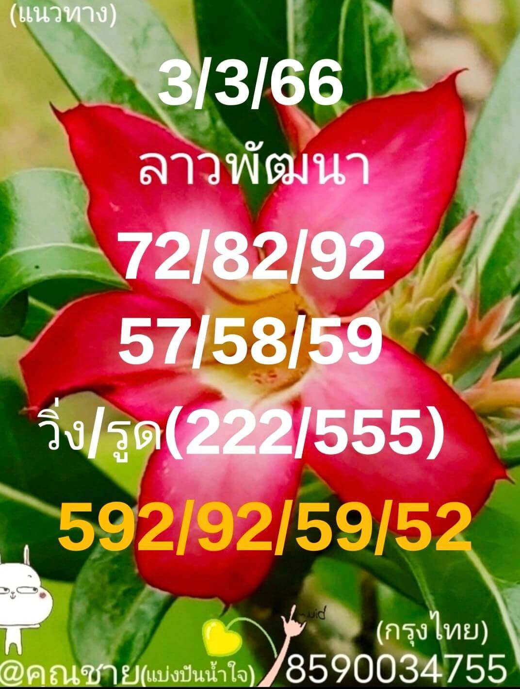 แนวทางหวยลาว 3/3/66 ชุดที่5