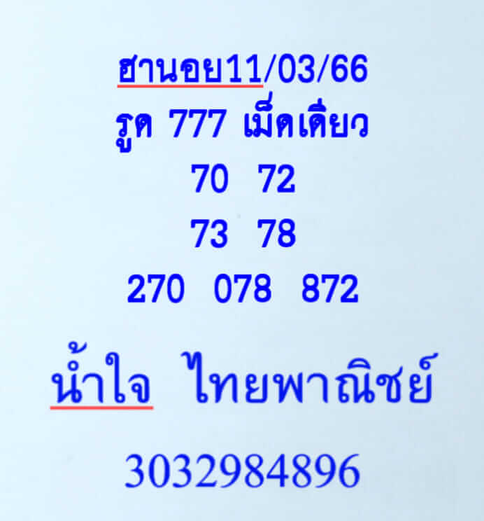 แนวทางหวยฮานอย 11/3/66 ชุดที่2