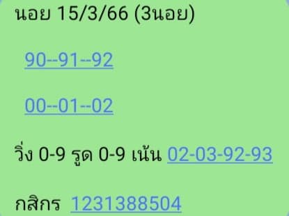 แนวทางหวยฮานอย 15/3/66 ชุดที่1