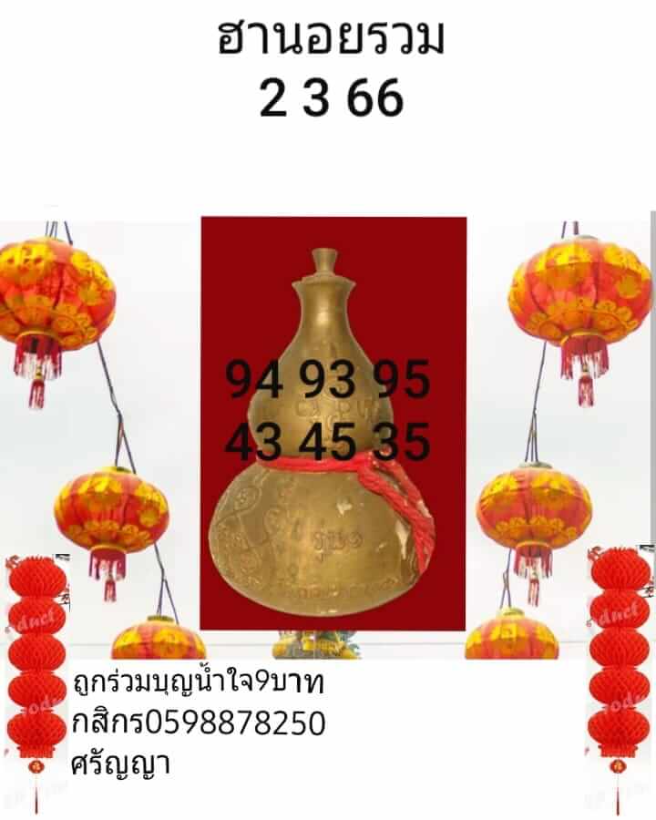 แนวทางหวยฮานอย 2/3/66 ชุดที่4