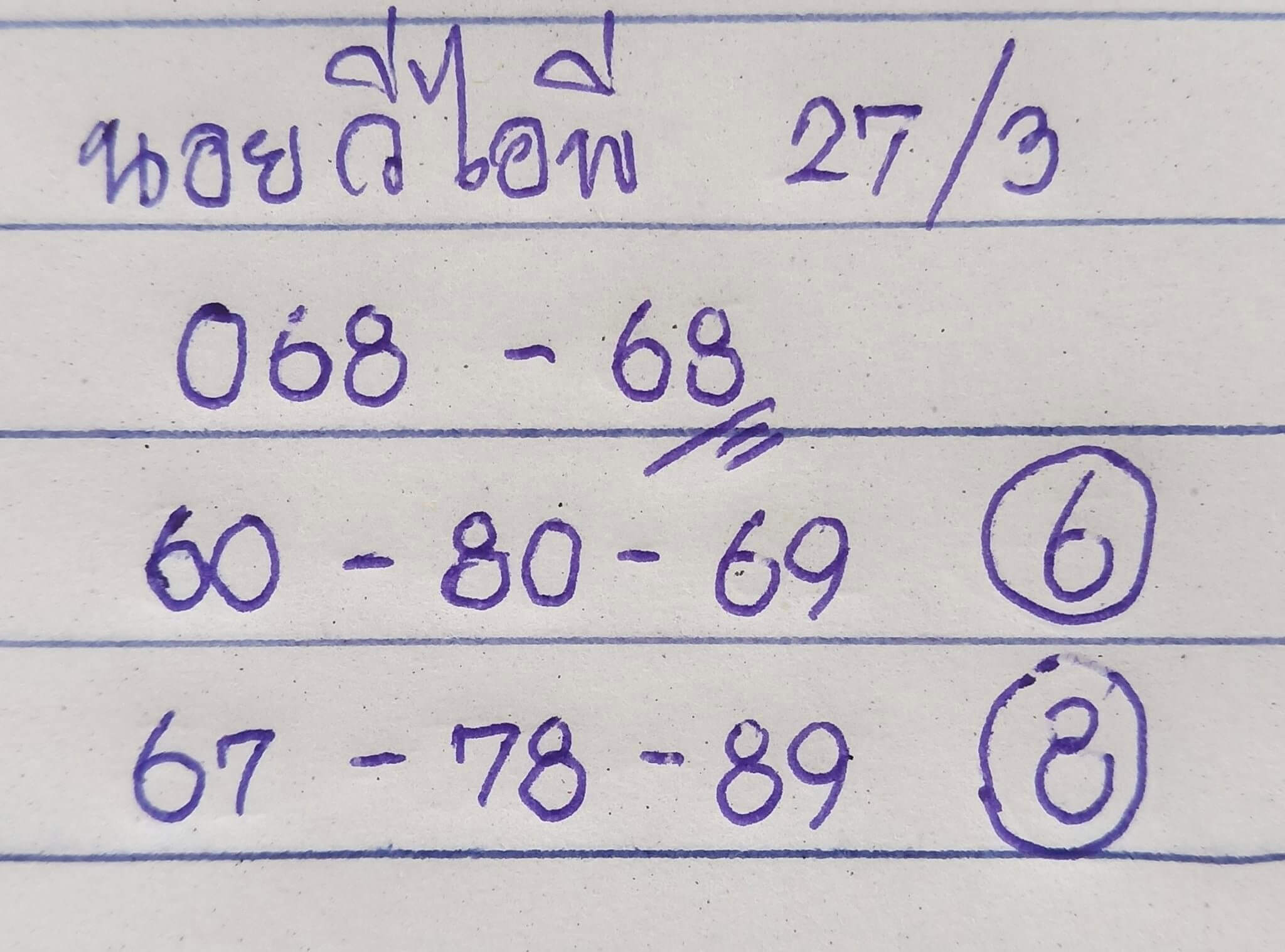 แนวทางหวยฮานอย 27/3/66 ชุดที่3