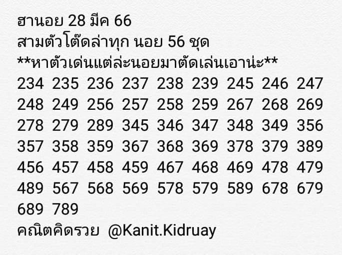 แนวทางหวยฮานอย 29/4/66 ชุดที่3