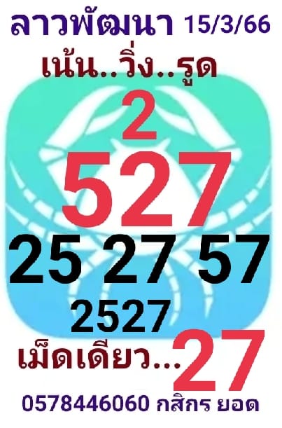 แนวทางหวยลาว 15/3/66 ชุดที่1