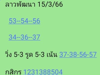 แนวทางหวยลาว 15/3/66 ชุดที่4