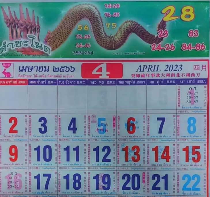 ปฏิทินคำชะโนด 16 เมษายน 2566