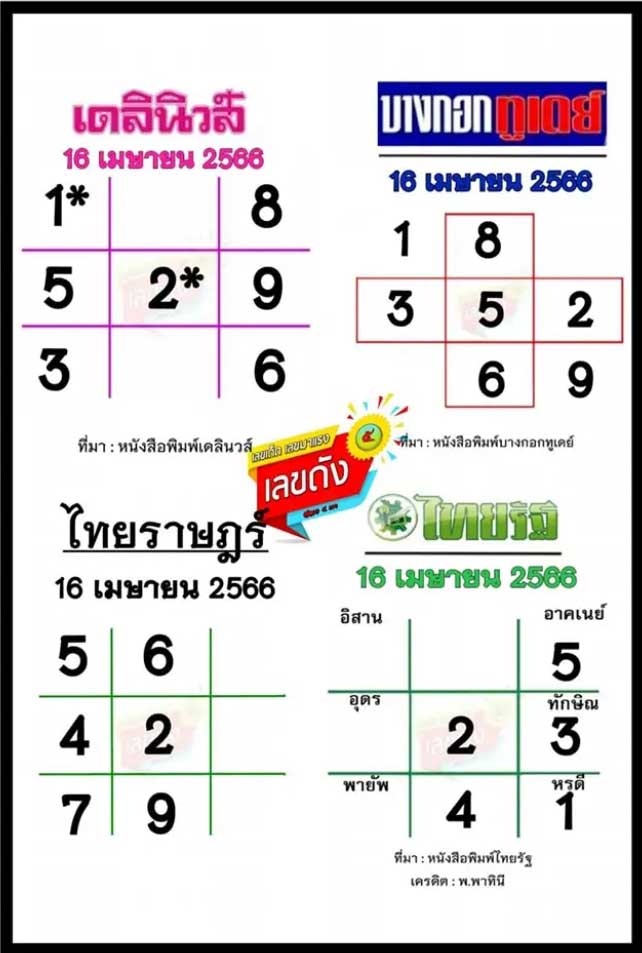ยกทัพเลขชนสำนักดัง ในงวดวันที่ 16 เมษายน 2566