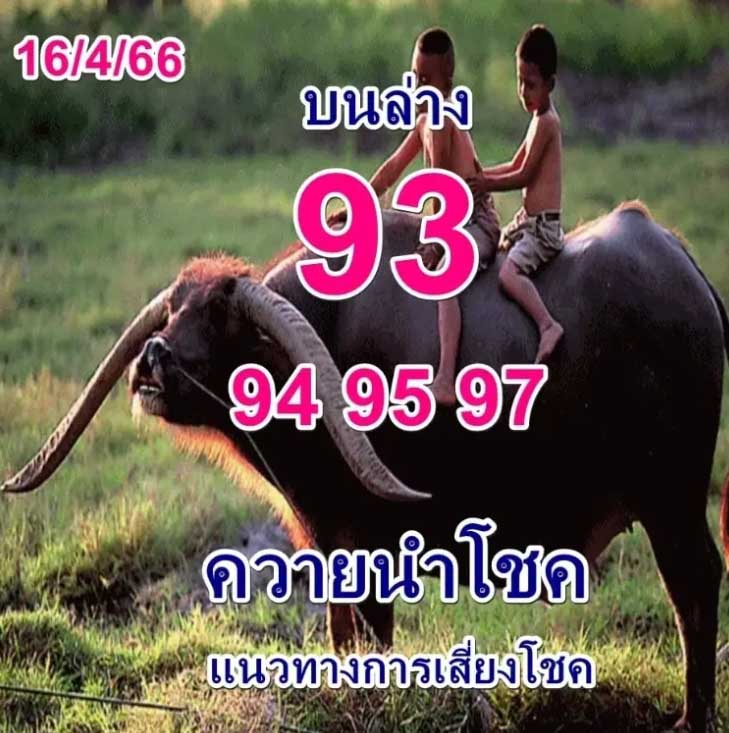 หวยควายนำโชค งวด16 เมษายน 2566
