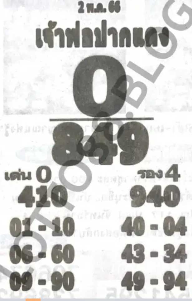 หวยเจ้าพ่อปากแดง 2 พฤษภาคม 2566