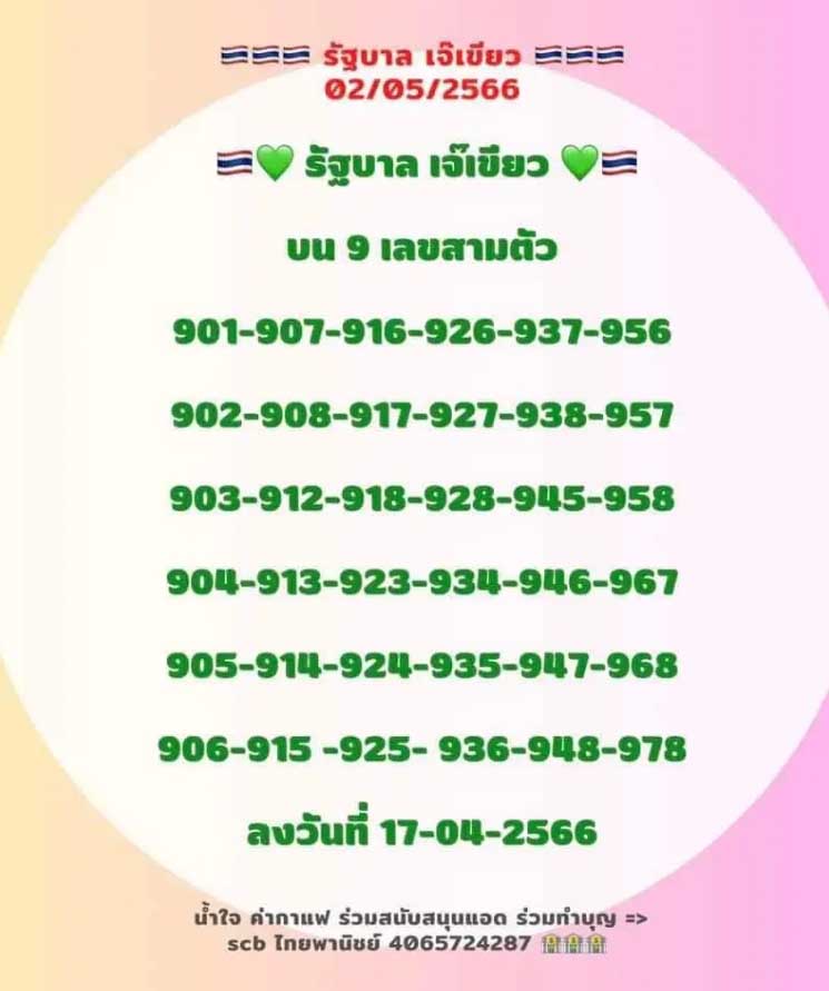 หวยเจ๊เขียว 2-5-662 พฤษภาคม 2566