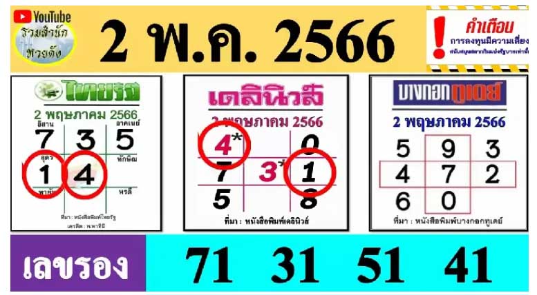  หวยไทยรัฐ งวด 2 5 66-1