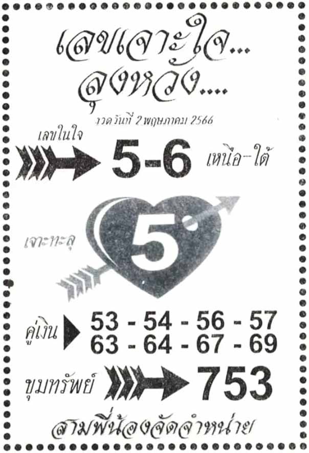 เลขเจาะใจลุงหวัง 2 พฤษภาคม 2566