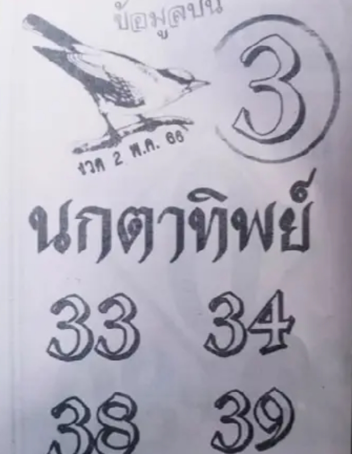 เลขเด็ดนกตาทิพย์2 พฤษภาคม 2566
