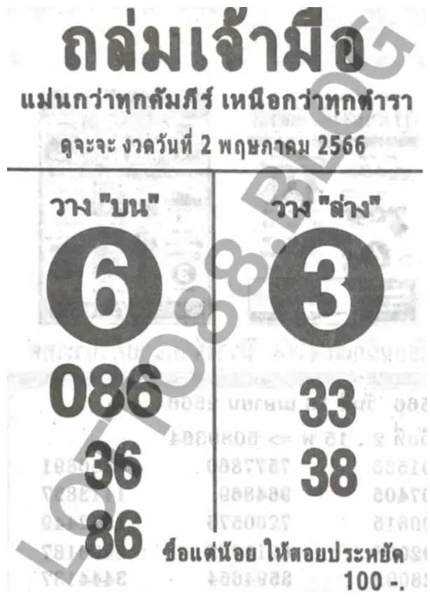แนวทางหวยถล่มเจ้ามือ 2 พฤษภาคม 2566