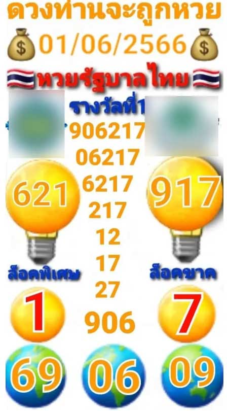 หลุดอีกแล้วเลขล็อก 1 มิถุนายน 2566