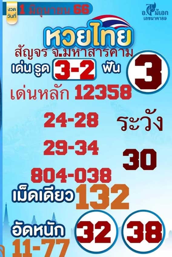 หวยอ.ไม้เอกเลขนาคา 1 มิถุนายน 2566
