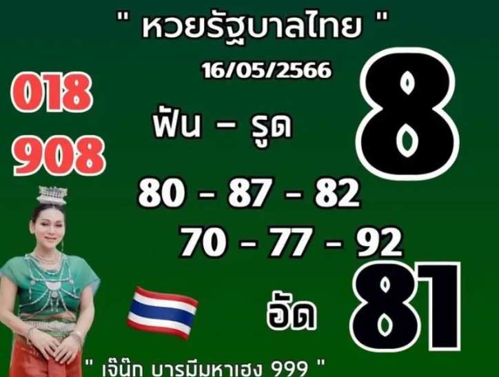 หวยเจ๊นุ๊กบารมีมหาเฮง16 พฤษภาคม 2566