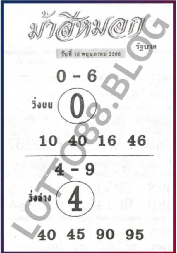 เลขเด็ดม้าสีหมอก 16 พฤษภาคม 2566