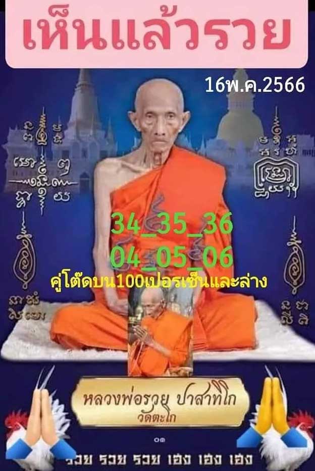 เลขเด็ดหลวงพ่อรวย 16 พฤษภาคม 2566