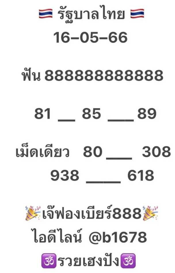 เลขเด็ดเจ๊ฟองเบียร์ 16 พฤษภาคม 2566