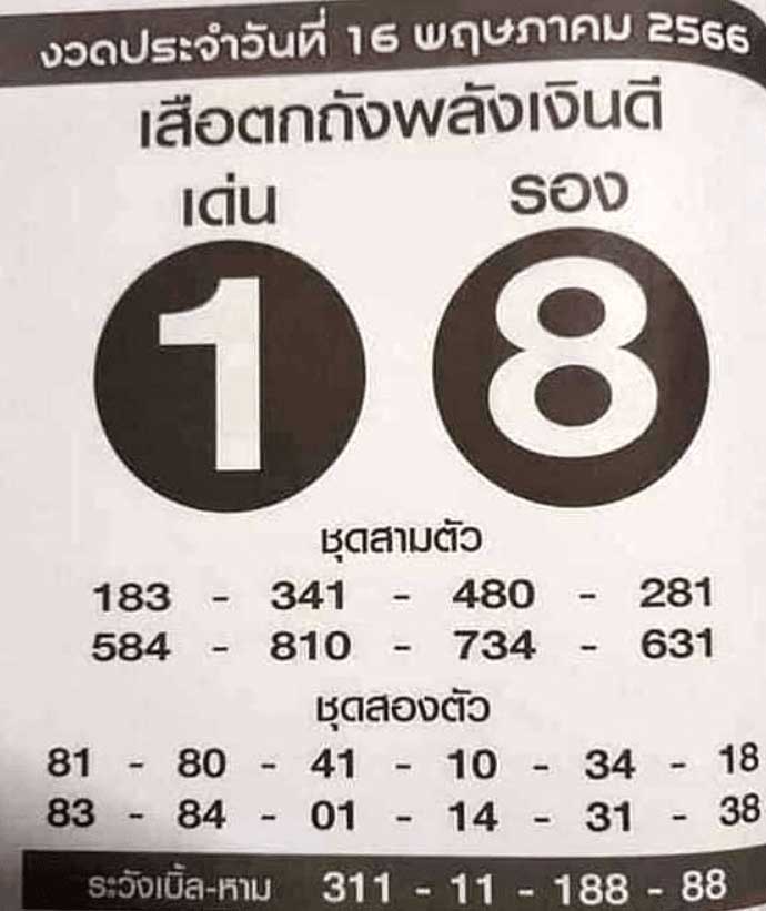 เสือตกถังพลังเงินดี 16 พฤษภาคม 2566