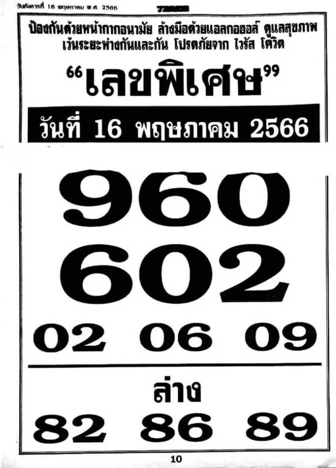 แนวทางเลขพิเศษ 16 พฤษภาคม 2566