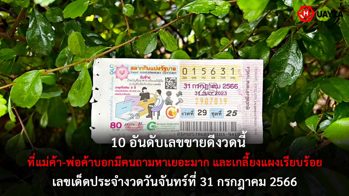 10 อันดับเลขขายดี 31 7 66