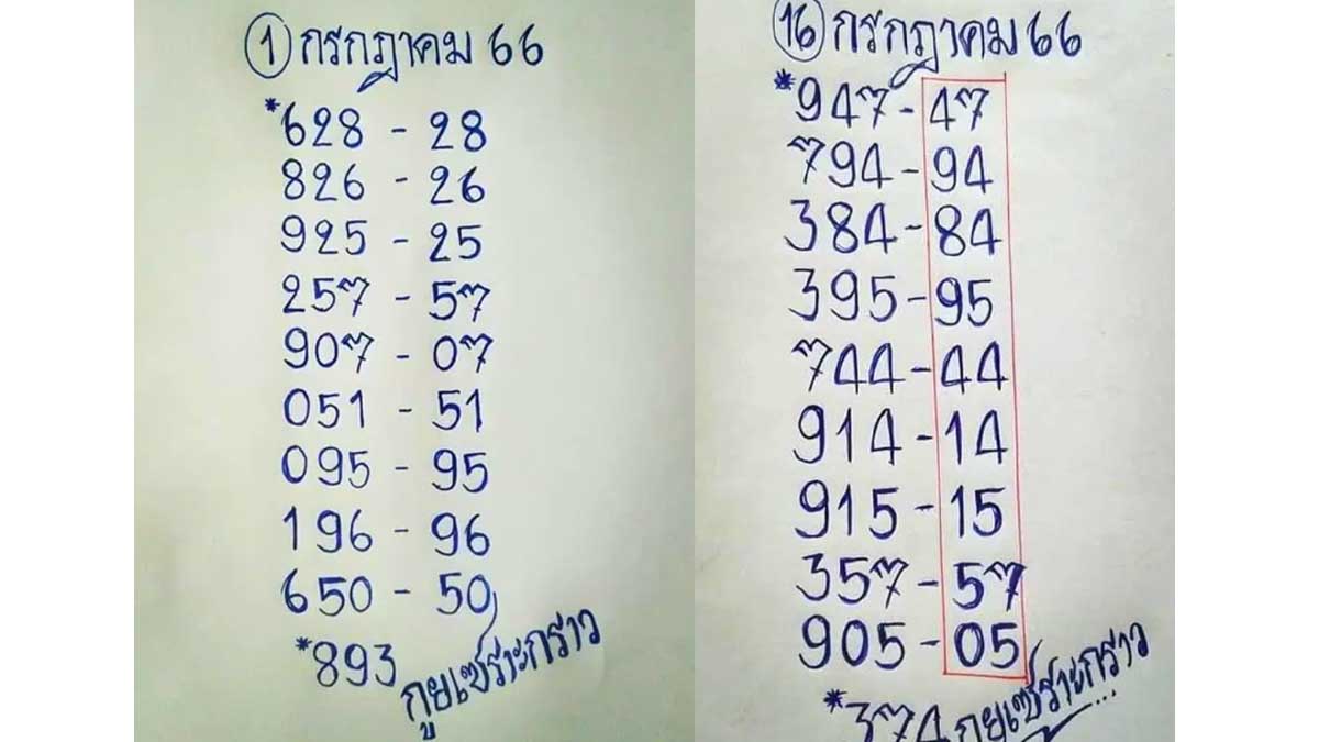 หวยกูยเซราะกราว 16 กรกฎาคม 2566