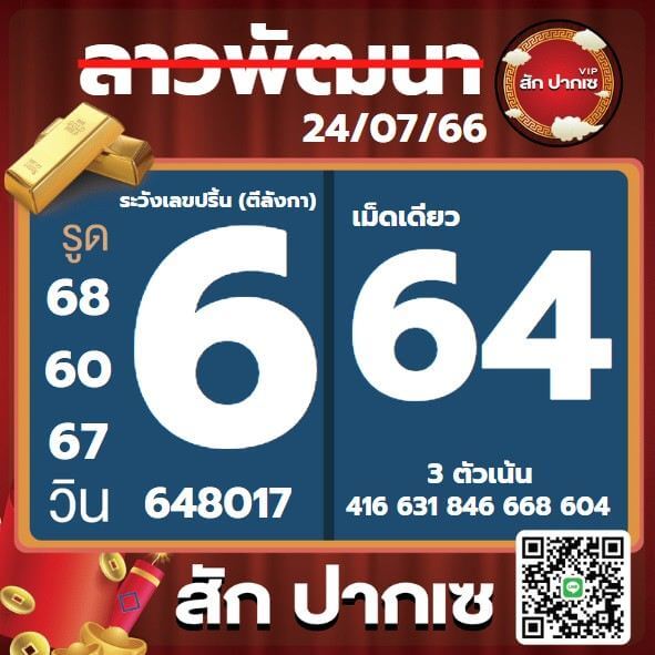 หวยลาว 24-7-66 ชุด6