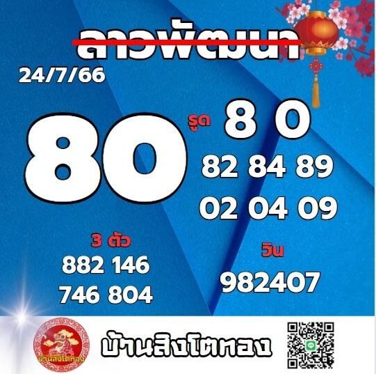 หวยลาว 24-7-66 ชุด9
