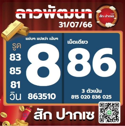 หวยลาว 31-7-66 ชุด2