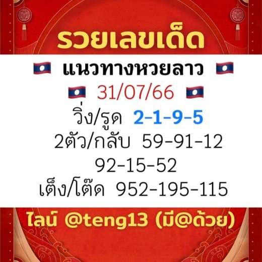 หวยลาว 31-7-66 ชุด7