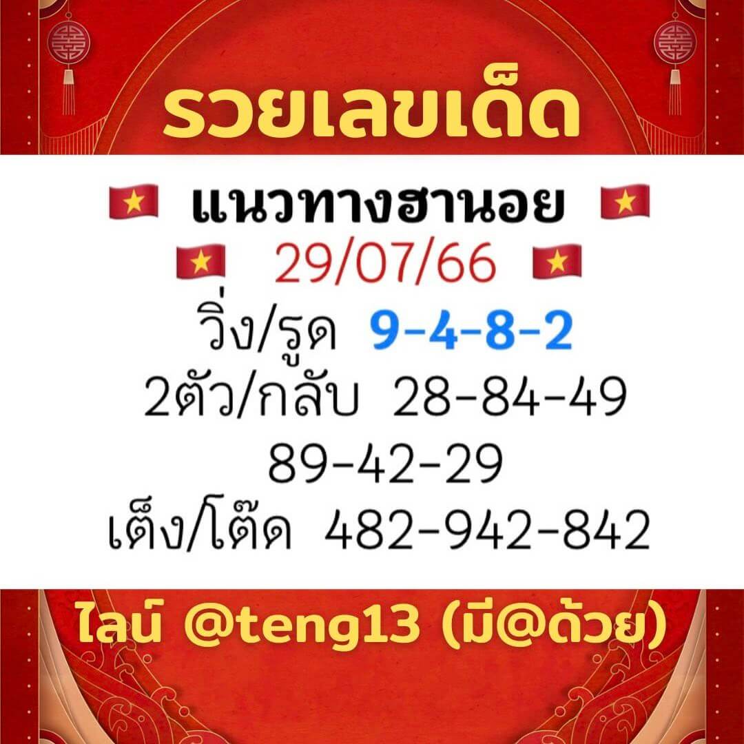 หวยฮานอย29-7-66 ชุด10