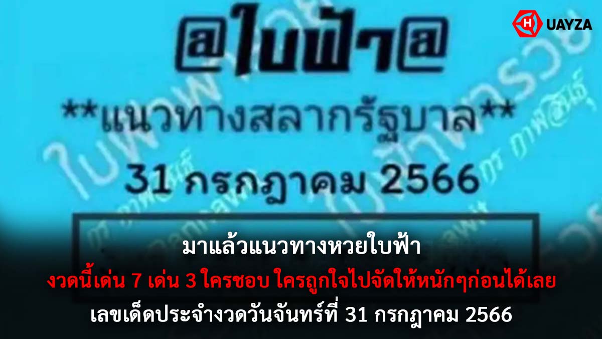 หวยใบฟ้างวด 31 กค 66