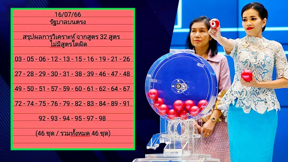 เลขสูตรหวยรัฐบาลไทย งวด 16 กรกฎาคม 2566
