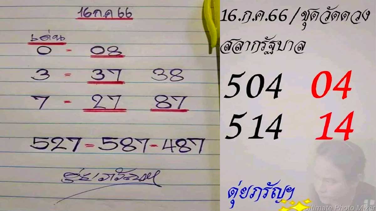 เลขเด็ดดุ่ย ภรัญฯ 16 กรกฎาคม 2566