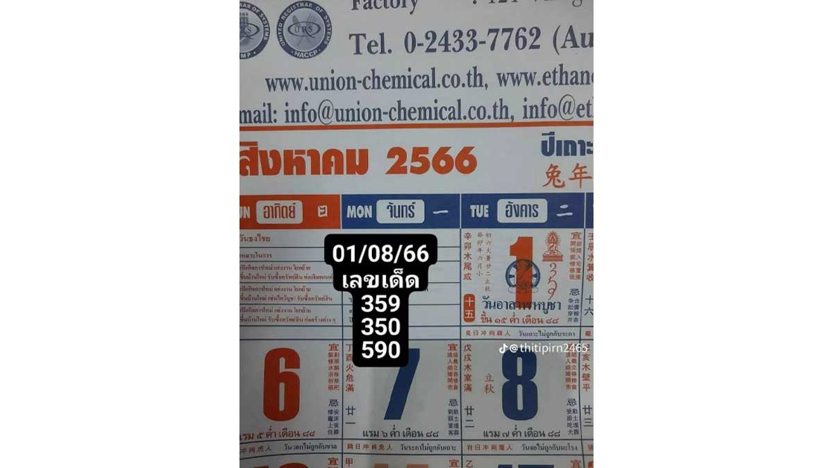 เลขเด็ดปฏิทินจีน 16กรกฎาคม2566