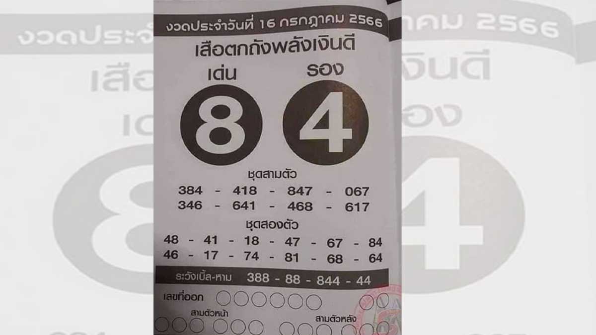 เสือตกถังพลังเงินดี16 กรกฎษคม 2566