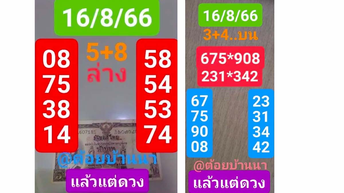 หวยต้อยบ้านนางวดวันที่ 16 สิงหาคม 2566
