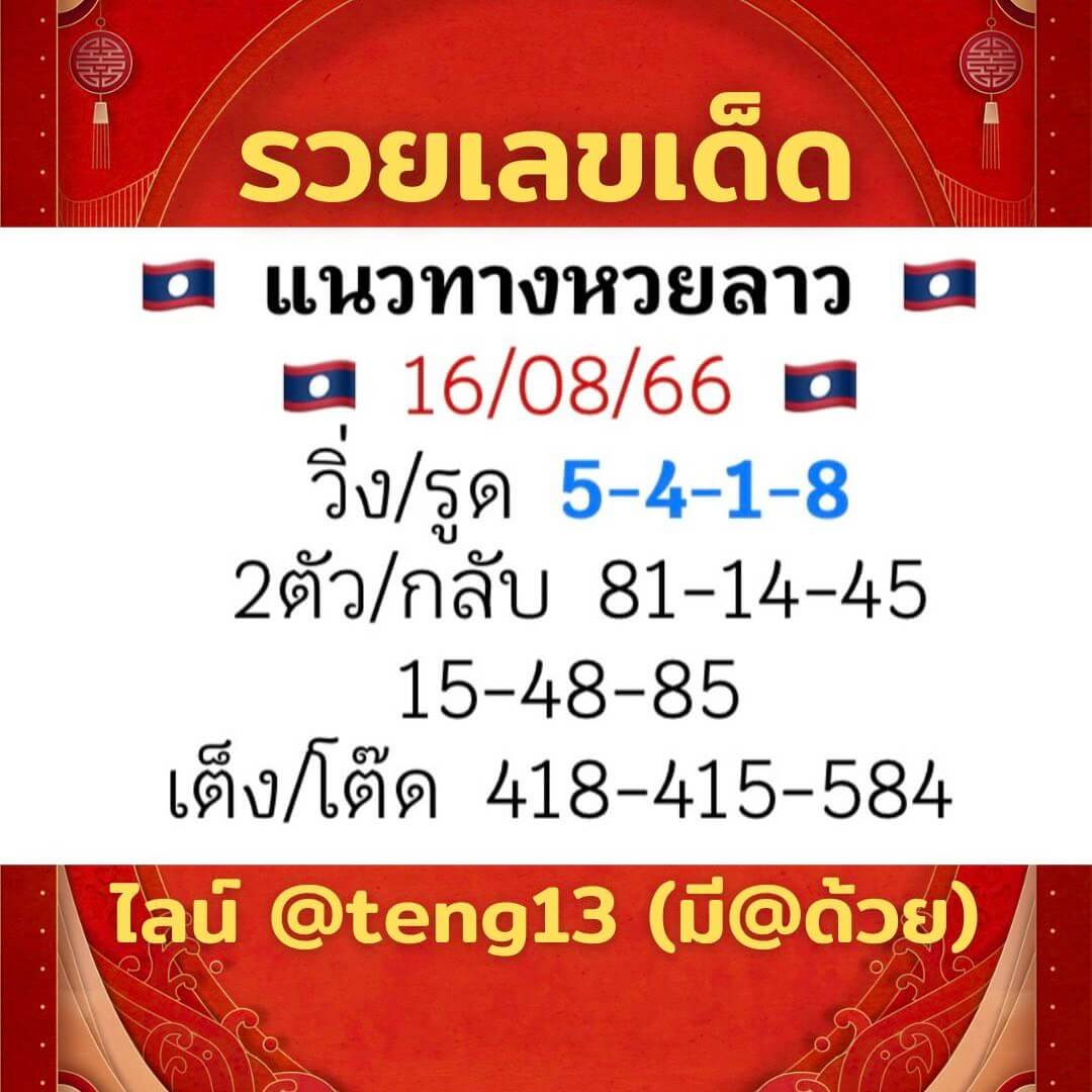 หวยลาว 16-8-66 ชุด6