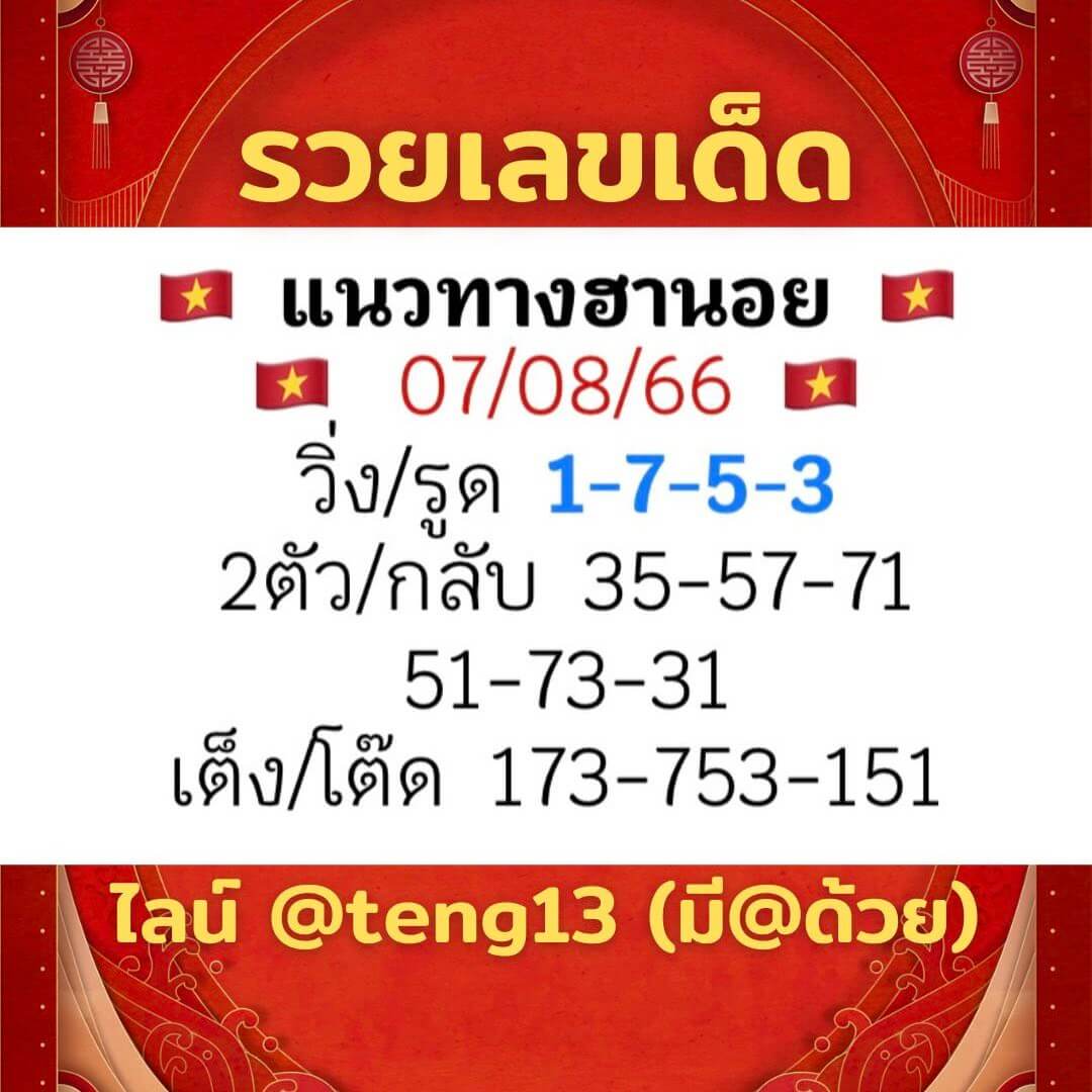 หวยฮานอย7-8-66 ชุด6
