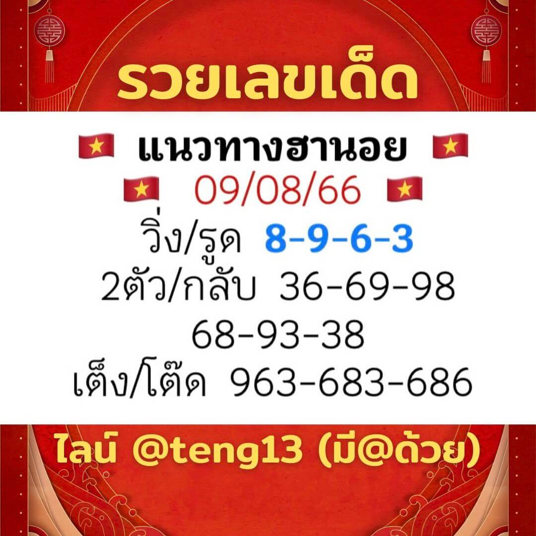 หวยฮานอย9-8-66 ชุด6