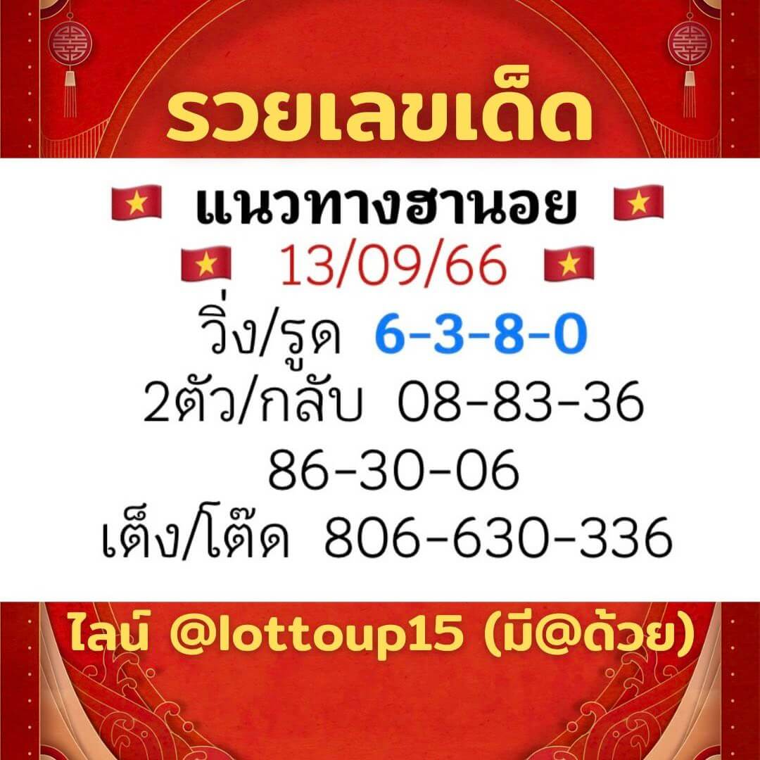 หวยฮานอย 12-9-66 ชุด10