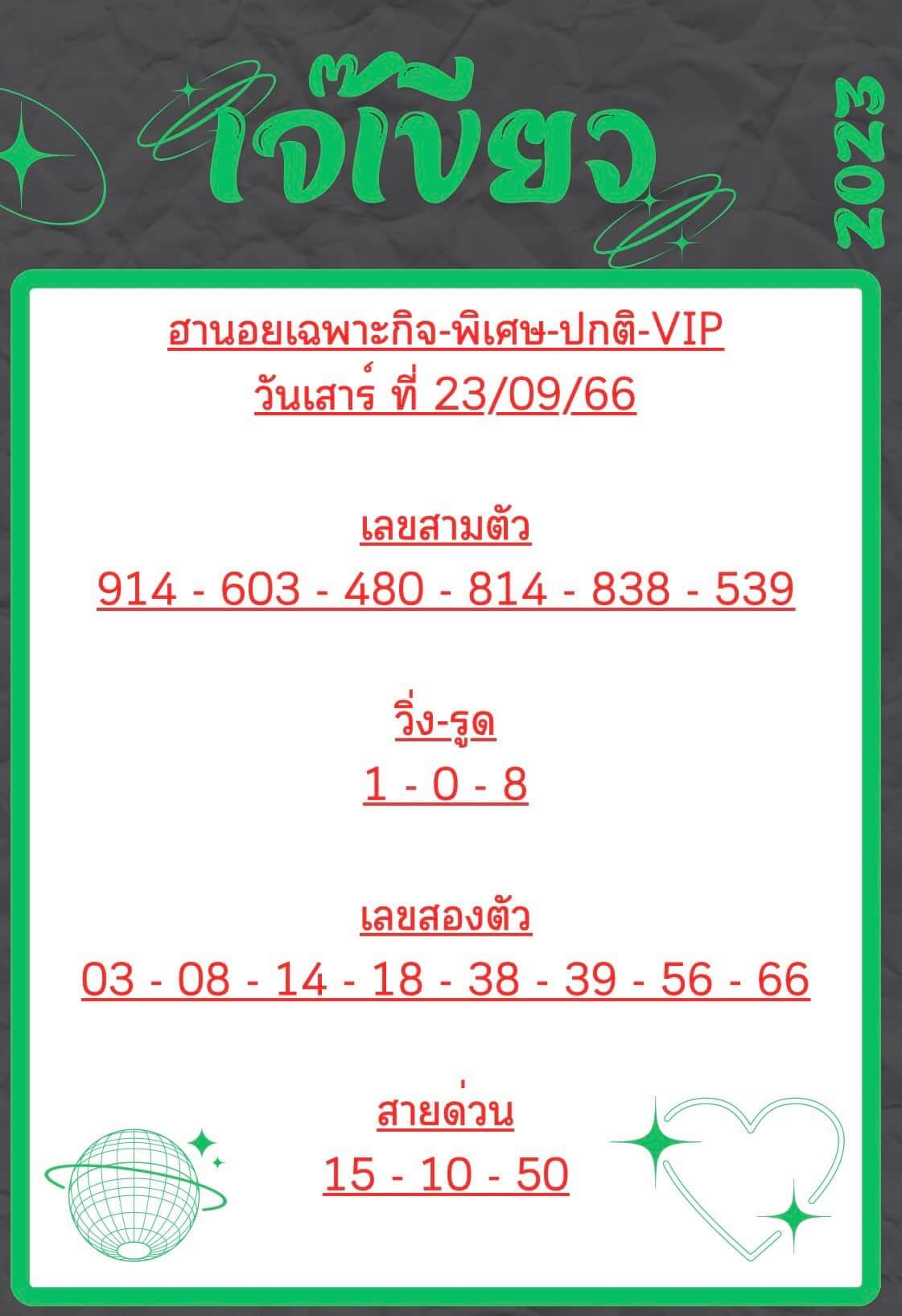 หวยฮานอย 23-9-66 ชุด5