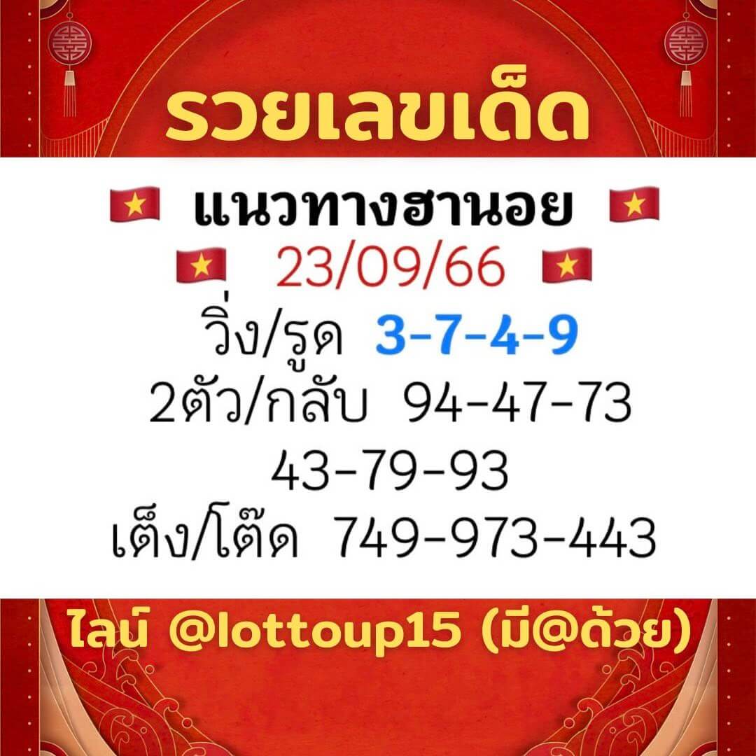 หวยฮานอย 23-9-66 ชุด8